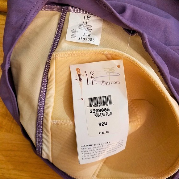 I.F. Purple Halter Top One Piece Swimsuit Bathing Suit with Broach Size 22W - Picture 3 of 4